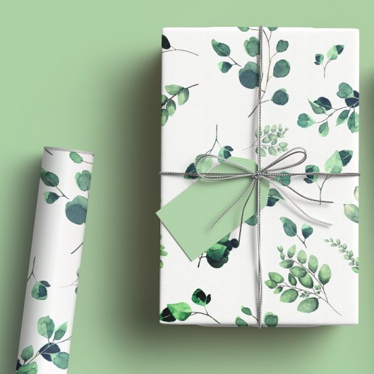 Helles Grün Eukalyptus Rustikale Grünpflanzen Aqua Geschenkpapier