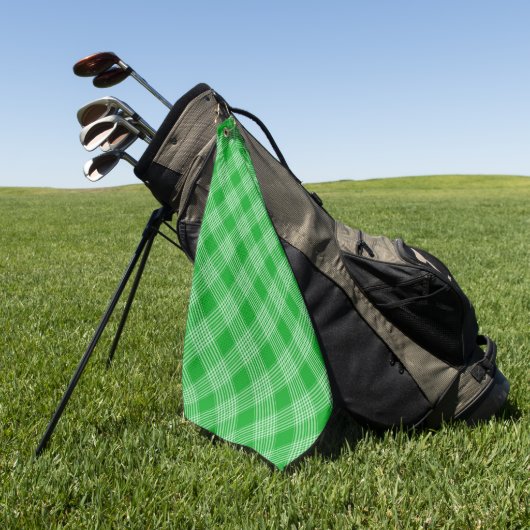 Helles Grün Kariert Gekacheltes Muster Golfhandtuch (Gras)
