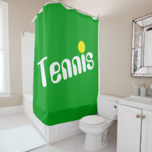 Helles Grün Retro Weiß TENNIS Text Spielball Duschvorhang