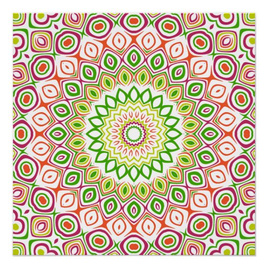 Helles Grün und Magenta Mandala-Muster Poster (Vorderseite)