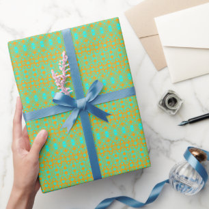 Helles Grün und Orange Muster  Geschenkpapier