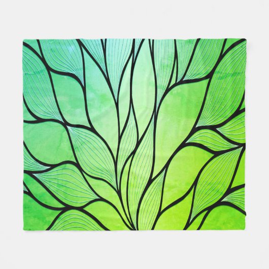 Helles Grünes Blau kreatives Verlass-Muster Fleecedecke (Vorderseite (Horizontal))
