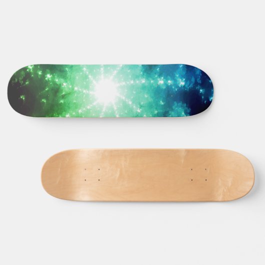 Helles grünes blaues Licht am Ende des Tunnels Skateboard (Horizontal)