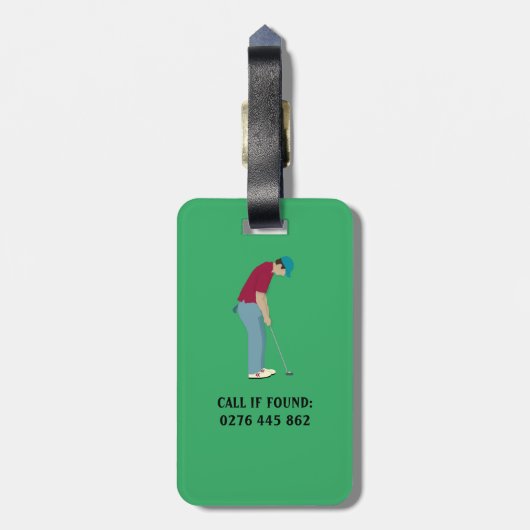 Helles Grünes Golfgewerbe Gepäckanhänger (Rückseite vertikal)