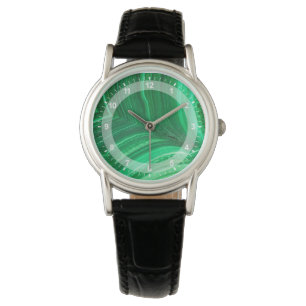 Helles grünes Malachit-Mineral Armbanduhr