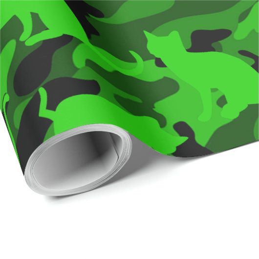 Helles grünes Neoncatmouflage Geschenkpapier (Rolleneckpunkt)