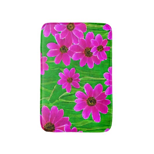 Helles, grünes und rosa Blume-Muster Badematte (Vorderseite Vertikal)
