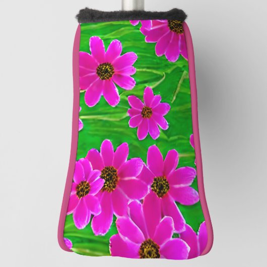 Helles, grünes und rosa Blume-Muster Golf Headcover (Rotieren 90)