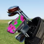 Helles, grünes und rosa Blume-Muster Golf Headcover (In Situ)