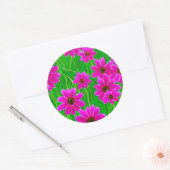 Helles, grünes und rosa Blume-Muster Runder Aufkleber (Umschlag)