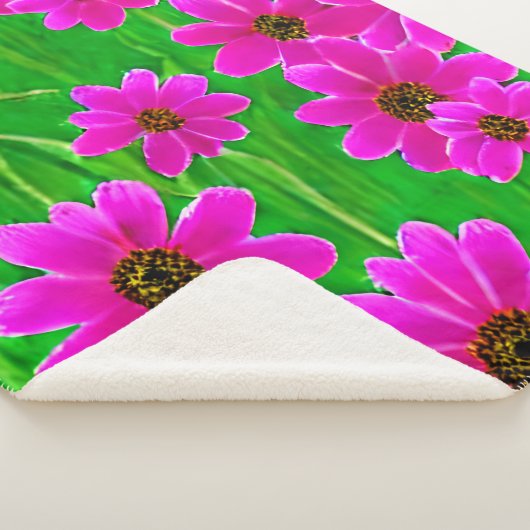 Helles, grünes und rosa Blume-Muster Sherpadecke (3/4)