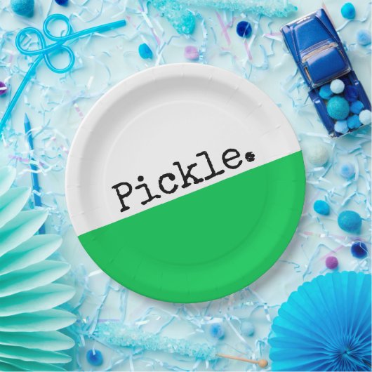 Helles, grünes, weißes Blockschaltbild Picklebmott Pappteller (Party)