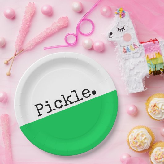 Helles, grünes, weißes Blockschaltbild Picklebmott Pappteller (Party)