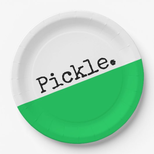 Helles, grünes, weißes Blockschaltbild Picklebmott Pappteller (Vorderseite)