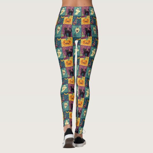 Helles Halloween Patchwork Print Leggings (Rückseite)