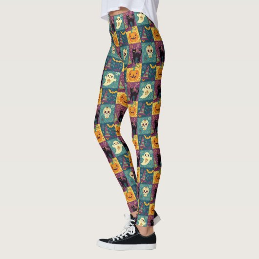 Helles Halloween Patchwork Print Leggings (Links)