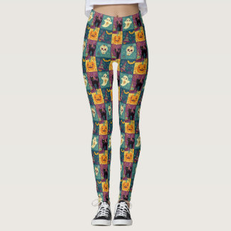Helles Halloween Patchwork Print Leggings