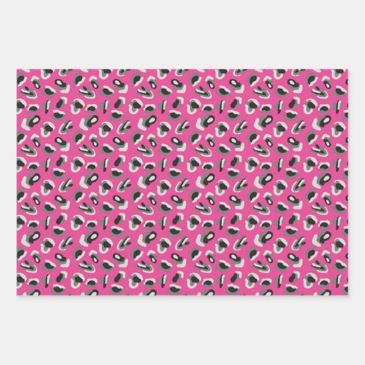 Helles, heiß rosa Farbleopard Druckmuster Geschenkpapier Set (Vorderseite 3)