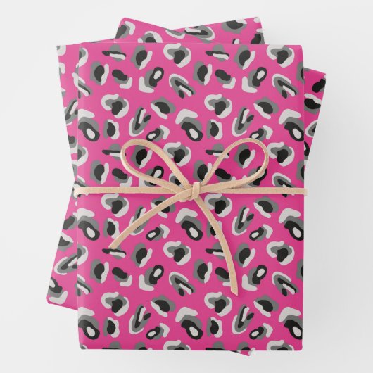 Helles, heiß rosa Farbleopard Druckmuster Geschenkpapier Set (Beispiel)