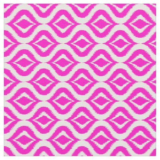 Helles, heiß rosa Retro-Chic Ikat Droptern Stoff (Nahaufnahme)