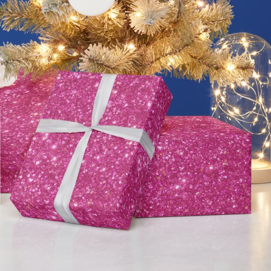 Helles heißes Rosa Funkelndes rosa Glittermuster Geschenkpapier (Feiertage)