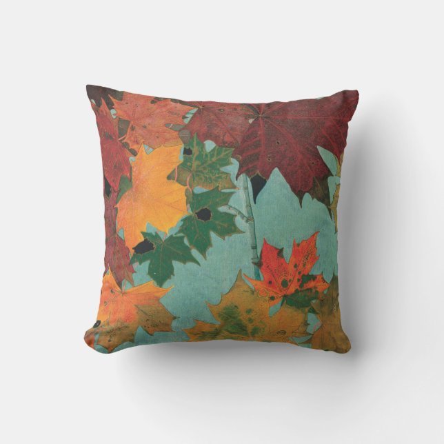 Helles Herbst-Blätter Kissen (Vorderseite)