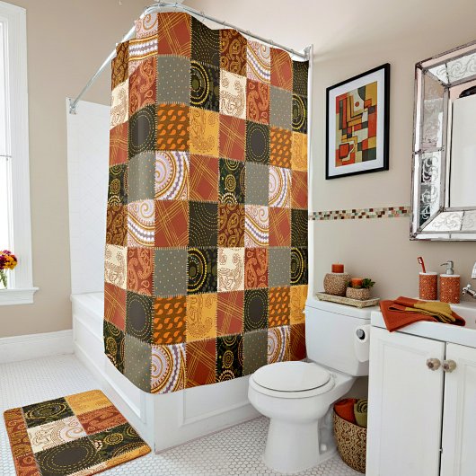 Helles Herbstpatchwork Duschvorhang