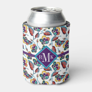 Helles Hibiskus-Muster des Monogramm- Dosenkühler