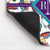 Helles Hibiskus-Muster des Monogramm-| Mousepad (Ecke)