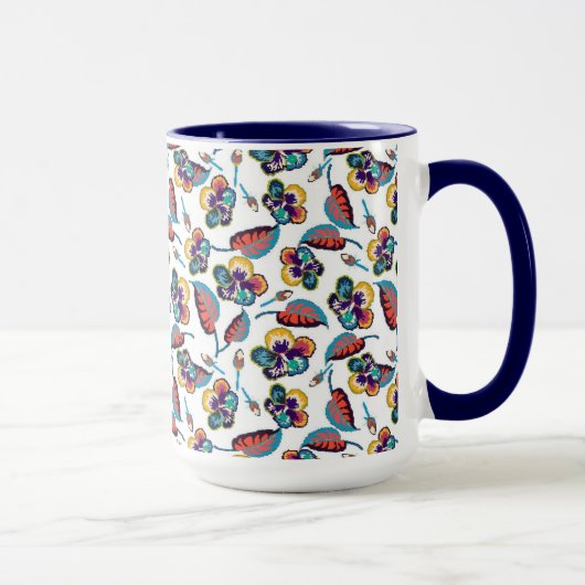Helles Hibiskus-Muster des Monogramm-| Tasse (Rechts)