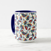 Helles Hibiskus-Muster des Monogramm-| Tasse (Vorderseite Links)