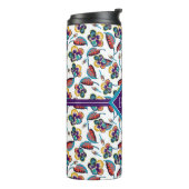 Helles Hibiskus-Muster des Monogramm-| Thermosbecher (Nach links gedreht)