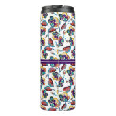 Helles Hibiskus-Muster des Monogramm-| Thermosbecher (Rückseite)