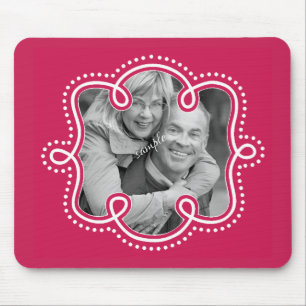 Helles Himbeerrosa gekritzeltes Rahmen-Foto Mousepad