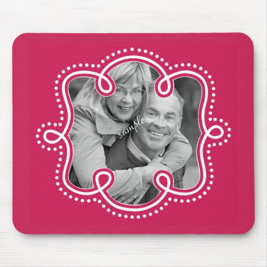Helles Himbeerrosa gekritzeltes Rahmen-Foto Mousepad (Vorne)