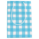 Helles Himmelblau Gingham Mittlere Geschenktüte (Vorderseite)