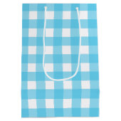 Helles Himmelblau Gingham Mittlere Geschenktüte (Rückseite)