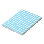 Helles Himmelblau Gingham Notizblock (Rotiert)