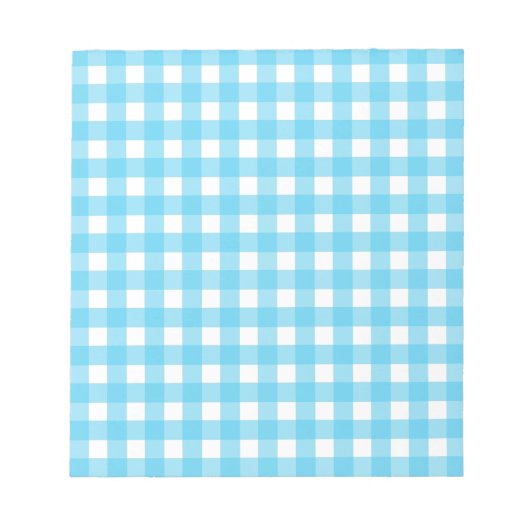 Helles Himmelblau Gingham Notizblock (Vorderseite)