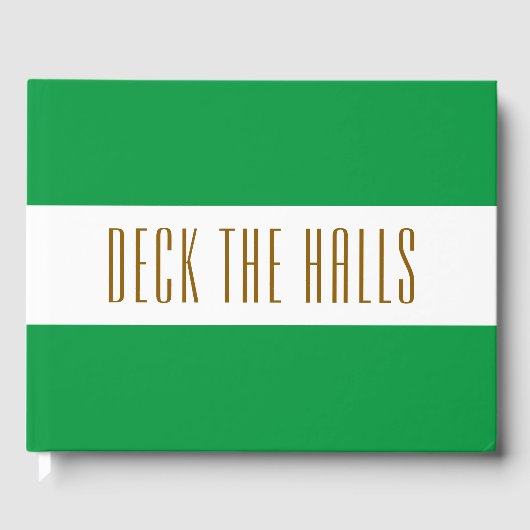 Helles Holiday Green White Stripes DECK THE HALLS Gästebuch (Vorderseite)
