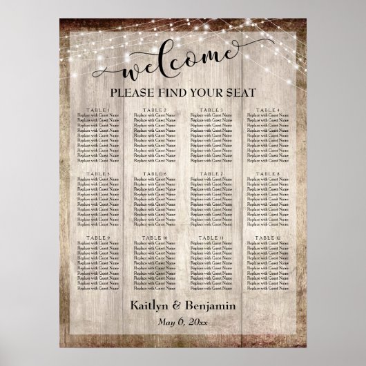 Helles Holz, Leuchten Begrüßungstafelgrafik Poster (Vorne)