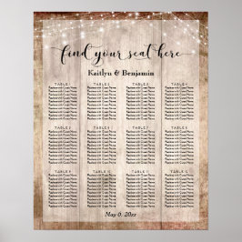 Helles Holz & Lights Hochzeitssitzdiagramm Poster