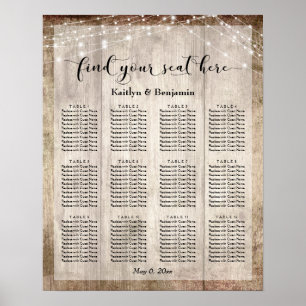 Helles Holz & Lights Hochzeitssitzdiagramm Poster