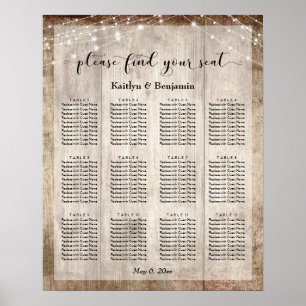 Helles Holz & Lights Hochzeitssitzdiagramm Poster