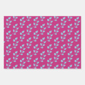 Helles Hot Pink & Pastellblau Wasserfarbe Botanisc Geschenkpapier Set (Vorderseite)