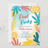Helles, kaltes tropisches Strandbad Party Sweet 16 Einladung (Vorderseite)