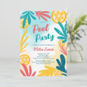 Helles, kaltes tropisches Strandbad Party Sweet 16 Einladung (Stehend Vorderseite)