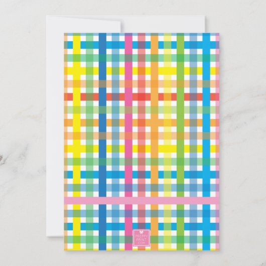 Helles Kariert Happy Birthday Party Einladung (Rückseite)