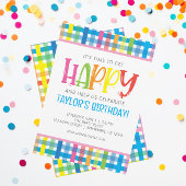 Helles Kariert Happy Birthday Party Einladung