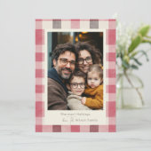 Helles Kariertes, gemütliches Foto Feiertagskarte (Stehend Vorderseite)